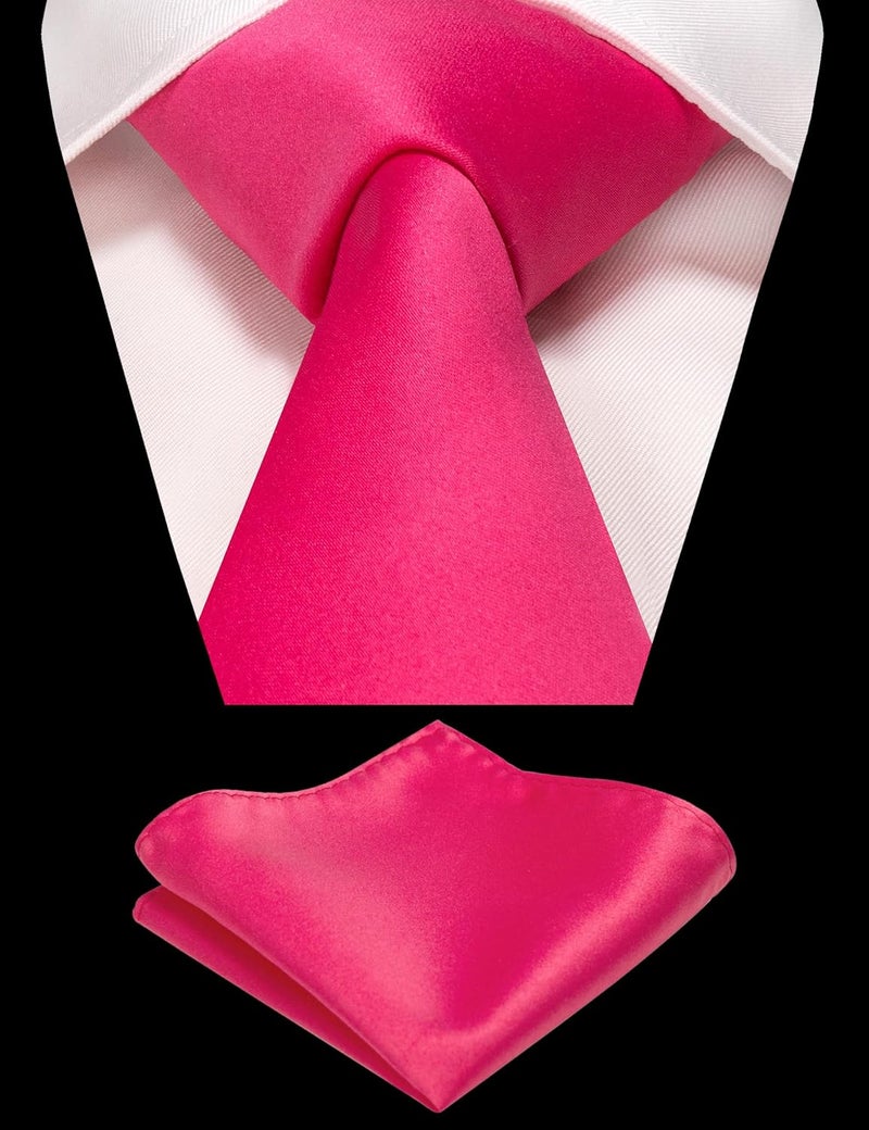 RBOCOTT Solid Color Tie and Pocket Square Hankerchief with Lapel Pin Set for Men - Image 2
